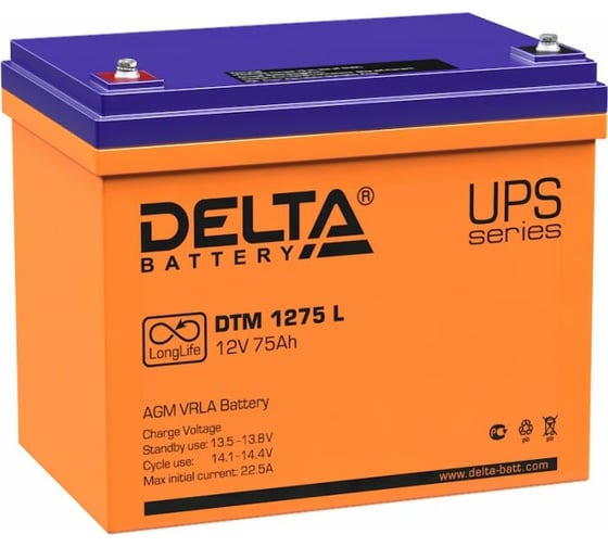 Изображение товара Батарея аккумуляторная Delta DTM 1275 L