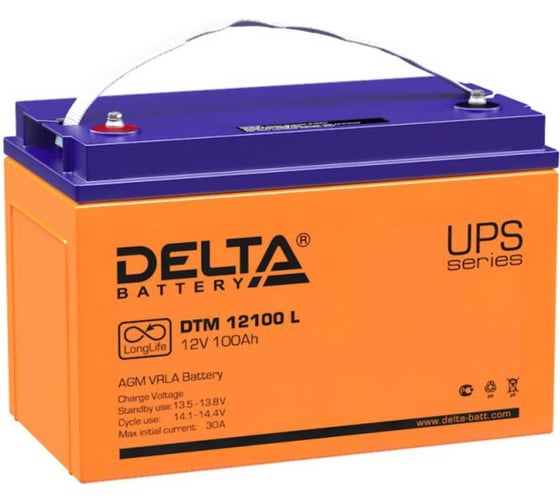 Изображение товара Батарея аккумуляторная Delta DTM 12100 L (12 В/100Ah)
