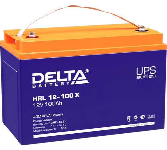 Изображение товара Аккумуляторная батарея, перемычка в комплекте Delta HRL 12-100 Х