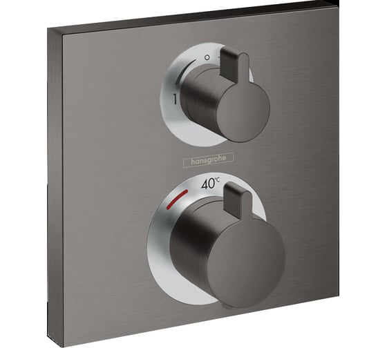 Изображение товара Термостат скрытого монтажа Hansgrohe Ecostat Square для 2 потребителей, шлифованный черный хром 15714340 00058631