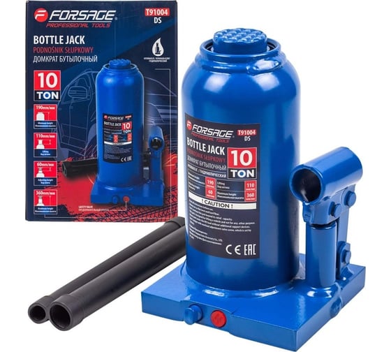 Изображение товара Бутылочный домкрат Forsage 10т с клапаном, h min-200мм, h max-385мм F-T91004 DS(51447)