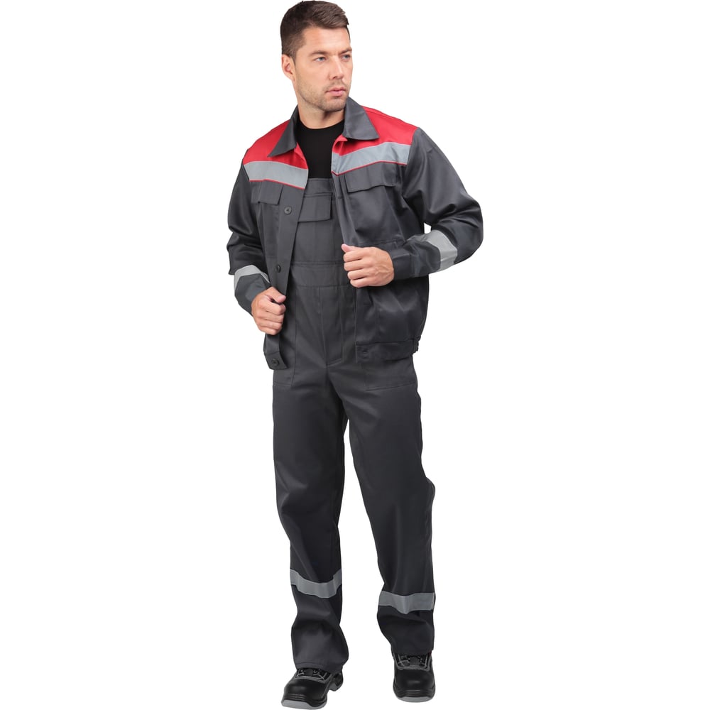 Изображение товара Летний костюм с полукомбинезоном ГК Спецобъединение МАСТЕР ЛЮКС серый-красный 128/64 для мужчин