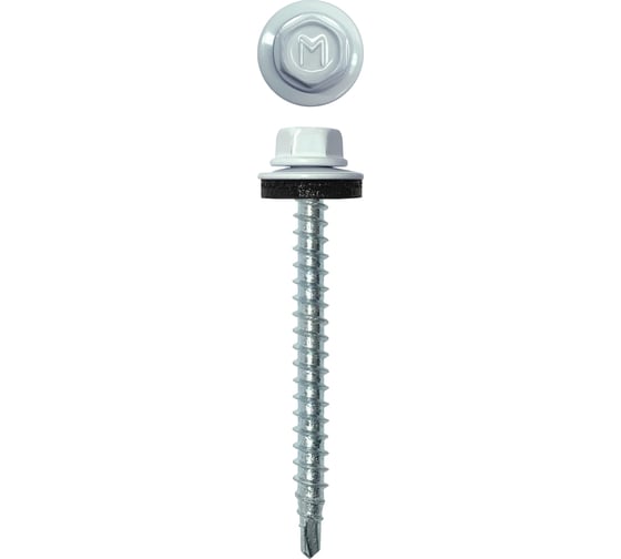 Изображение товара Кровельный саморез Daxmer 4,8х50 RAL 9003, сверло №1, 150 шт. 00000304045