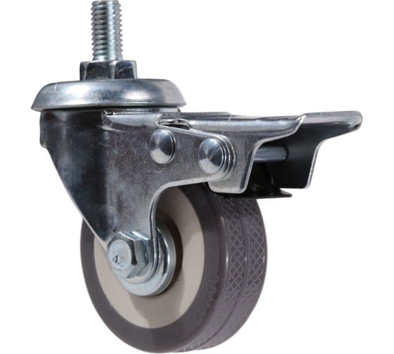 Изображение товара Колесо Brante поворотное 50 мм. на штыре с тормозом серая резина 33050TB 107236