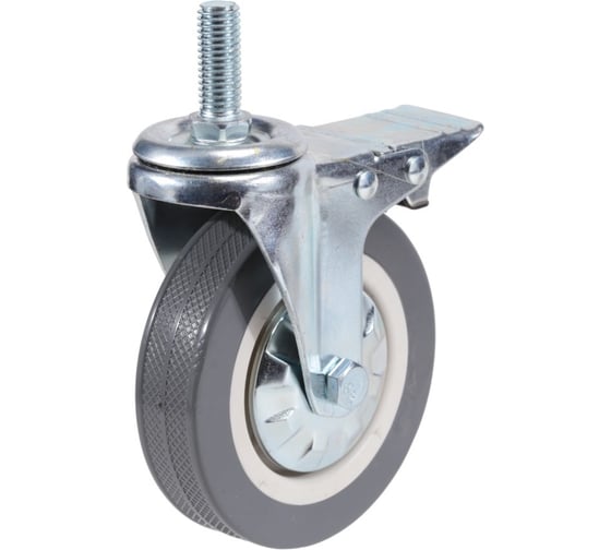 Изображение товара Колесо Brante поворотное 100 мм. на штыре с тормозом серая резина 330100TB 107242