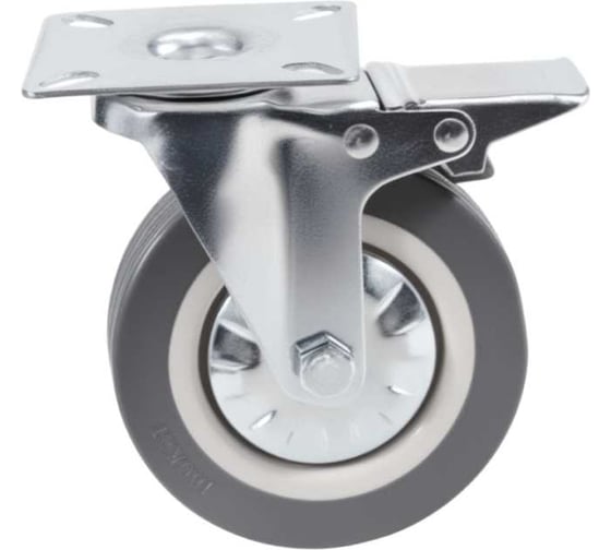 Изображение товара Колесо Brante поворотное 100 мм. с тормозом серая резина 33100B 107244