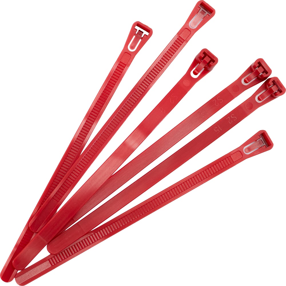 Изображение товара Многоразовые хомуты Политех 50 шт. 7.5x150 мм нейлон красный