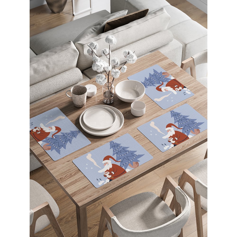 Изображение товара Набор тканевых салфеток JOYARTY "Дед Мороз под ёлкой", 4 шт, 30x46 см