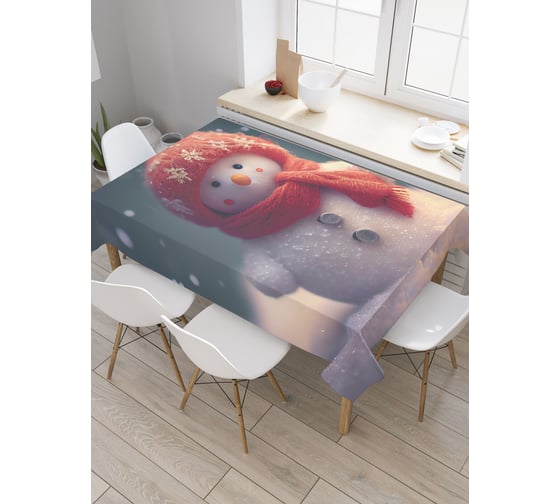 Изображение товара Прямоугольная водоотталкивающая скатерть на стол JoyArty "Снеговик" 145x180 tcox_427873_180x145