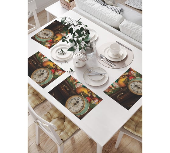 Изображение товара Салфетки на стол для сервировки JOYARTY прямоугольные, плейсмат "Новый год стучится" , 32x46 см, в комплекте 4шт. np_427866