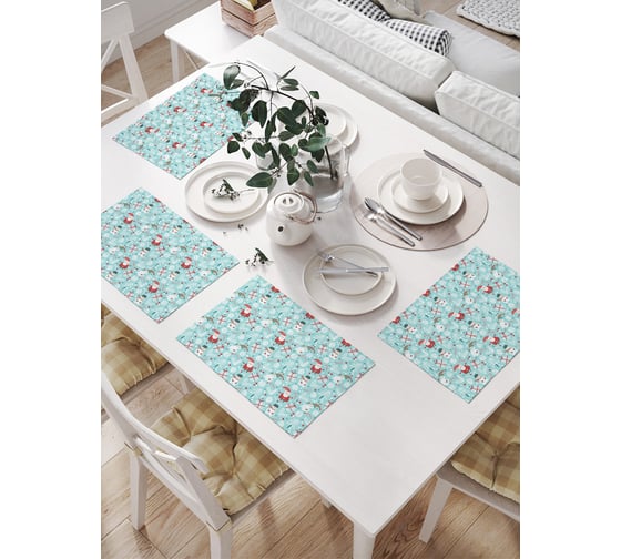 Изображение товара Салфетки на стол для сервировки JOYARTY прямоугольные, плейсмат "Новогодние друзья" , 32x46 см, в комплекте 4шт. np_427865