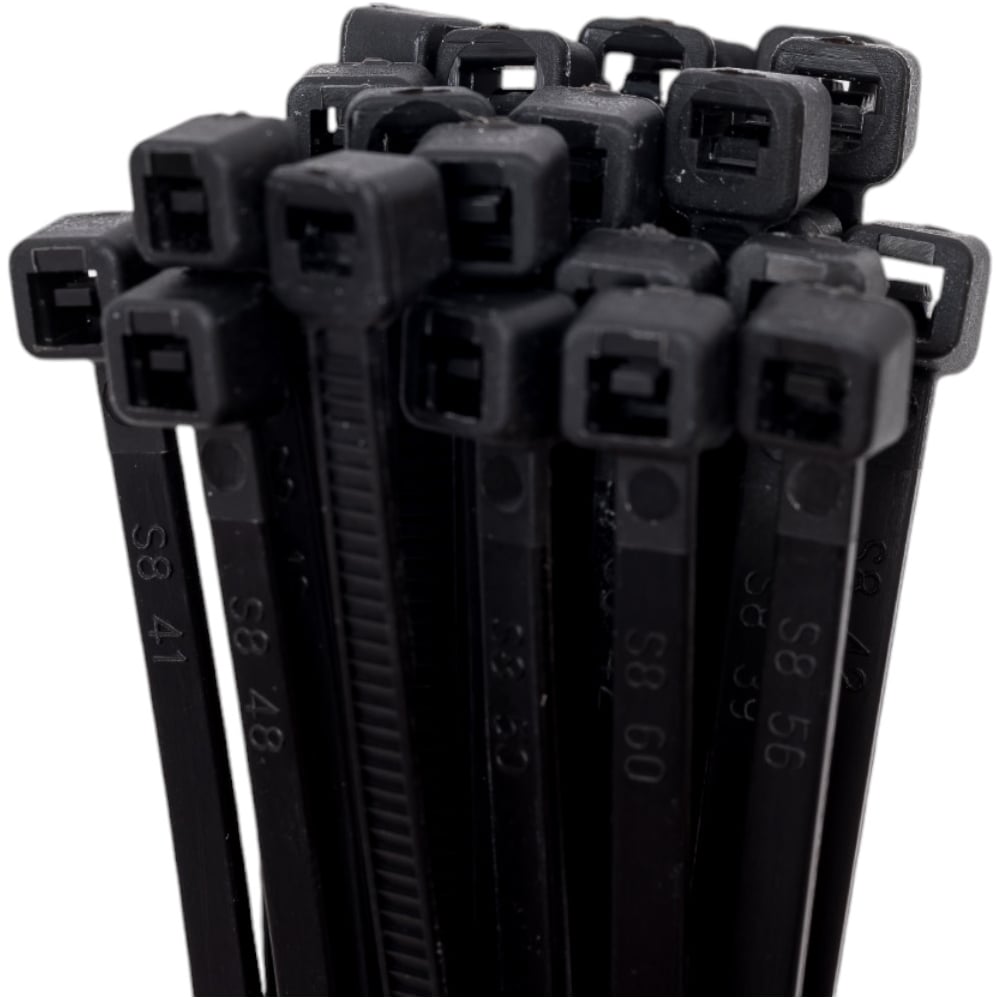 Изображение товара Нейлоновые хомуты Политех черные 300x3.6 мм, упаковка 100 шт