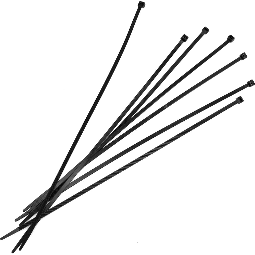 Изображение товара Нейлоновые хомуты Политех черные 350x4.8 мм, 100 шт для кабелей и соединений