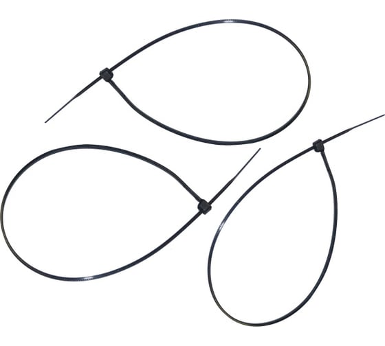 Изображение товара Нейлоновые хомуты Политех черные, 300x4.8 мм, упаковка 100 шт. 3201436