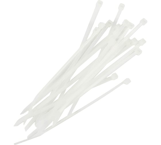 Изображение товара Нейлоновые хомуты Политех белые, 100x2.5 мм, упаковка 50 шт. 3201110