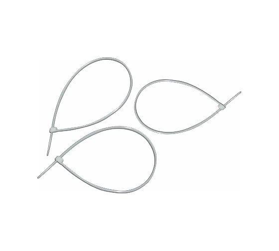 Изображение товара Нейлоновые хомуты Политех белые, 250x3.6 мм, упаковка 100 шт. 3201325