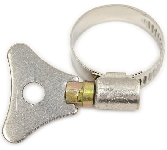 Изображение товара Червячные хомуты Политех накатные с металлическим ключом, нерж. сталь, 2 шт. в упаковке, 16-27 мм 3205027