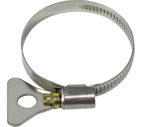 Изображение товара Червячные хомуты Политех накатные с металлическим ключом, нерж. сталь, 2 шт. в упаковке, 32-50 мм 3205050