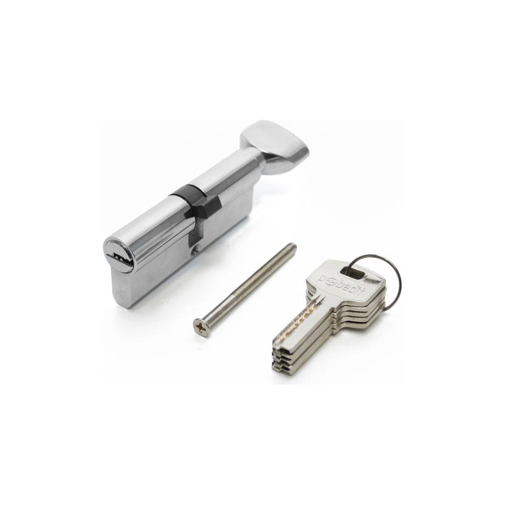 Изображение товара Цилиндровый механизм Pobedit ключ-защелка 90 мм серебро хром с 5 ключами