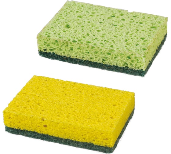 Изображение товара Губки для посуды LAIMA целлюлозные, комплект 2x2 шт., губчатые с абразивом 880082
