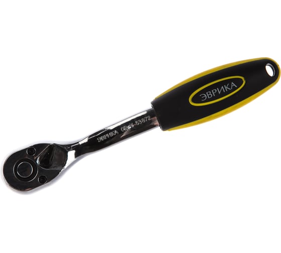 Изображение товара Трещотка с изогнутой резиновой ручкой ЭВРИКА 3/8 72-зубцовая ER-53872