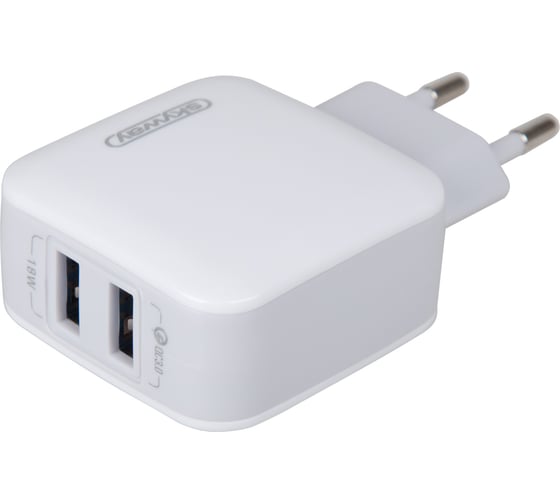 Изображение товара Сетевое зарядное устройство SKYWAY 220v 18w usbx2 (qc) белый S04602003