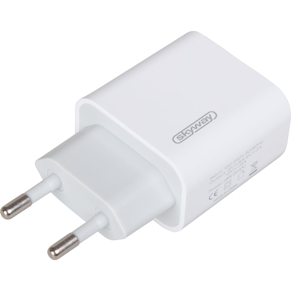 Изображение товара Сетевое зарядное устройство SKYWAY 220v 18w type-c pd белое S04602001