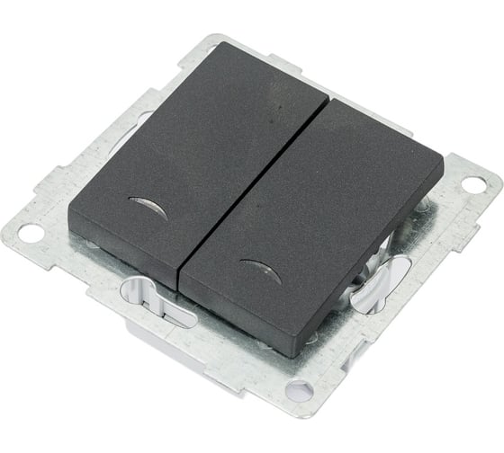 Изображение товара Выключатель GUSI ELECTRIC Ugra 2 клавиши, индикация, СУ, 10А, 250В, графит С11В28-010