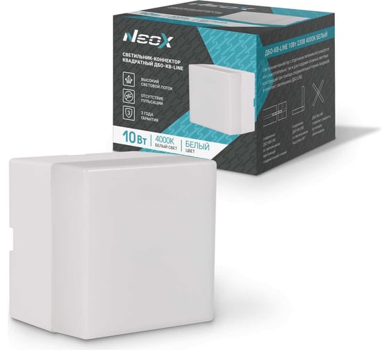 Изображение товара Светильник-коннектор Neox квадратный дбо-кв-line 10вт 230в 4000к белый 4690612037813