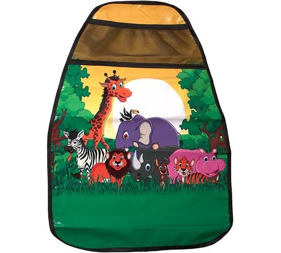 Изображение товара Защитная накидка на спинку переднего сидения 61х46 см DolleX Африка с карманом NSK-101