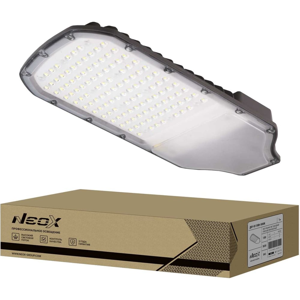 Изображение товара Уличный светильник Neox сд дку-03 150вт 230в 5000к 21000лм 140лм/вт линзованный ip65 4690612042824