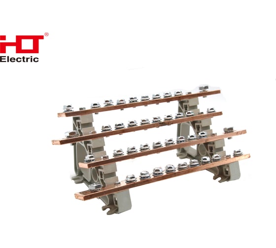 Изображение товара Распределительный блок HLT на DIN-рейку РБ-200 4П 200А (4 шины 10xM6+1xM8) 081-08-02