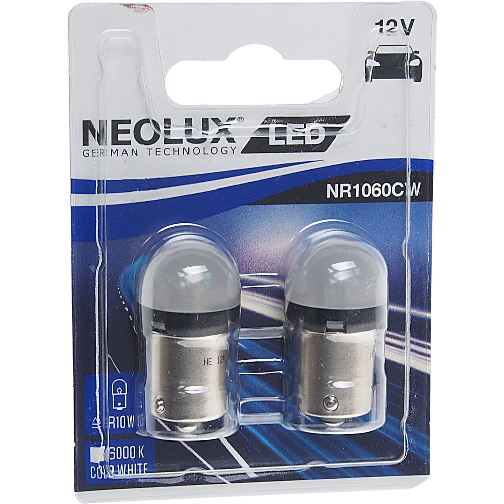 фото Автолампа neolux r10w ba15s led cold white 6000к блистер, 2шт 12v 1 nr1060cw-02b