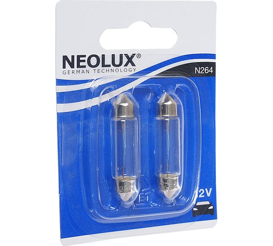 Изображение товара Автолампа NEOLUX C10W SV8.5 8 41мм блистер, 2шт 12V 1 10 200 N264-02B