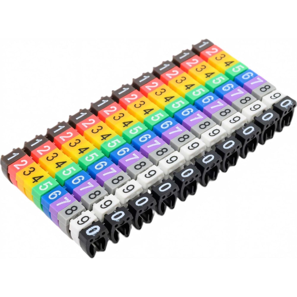 Изображение товара Маркеры HLT наборные комплект цифр 0-9 2,5 мм² 100 шт кабельные маркировочные