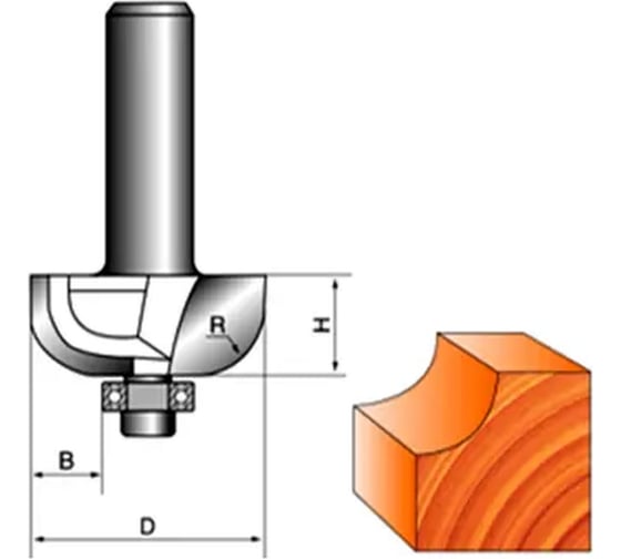 Изображение товара Фреза кромочная калевочная с нижним подшипником стф-1018 73x34 мм, R30 мм, хв-к 12 мм Strong стф-10180073