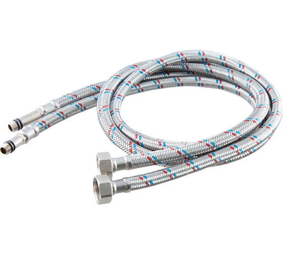 Изображение товара Подводка для смесителя Azario 0.8 м, нержавеющая оплетка, 1/2, пара УТ008632
