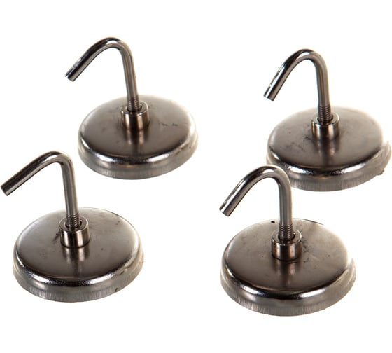 Изображение товара Магнитный крючок, 4 шт. КОБАЛЬТ основание 37,5 мм, до 3,6 кг, блистер 918-085