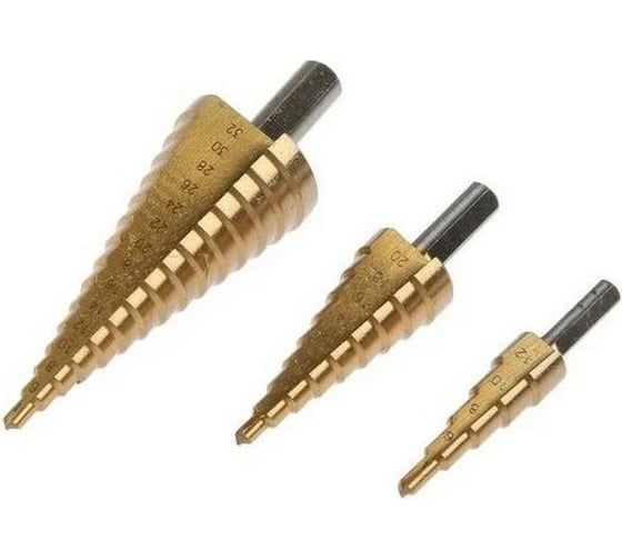 Изображение товара Набор сверл ступенчатых СТМ-520 3 предмета, кобальт (4-12, 4-20, 4-32 мм) Strong стм-52040630