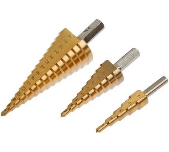 Изображение товара Сверло ступенчатое СТМ-522 W4, 3 предмета (4-12, 4-20, 4-32 мм) Strong стм-52200003