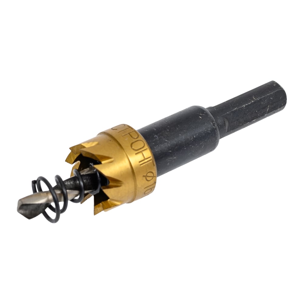 Изображение товара Коронка по металлу цилиндрическая Стк-058 GOLD 16 мм HSS-TiN профессиональный инструмент