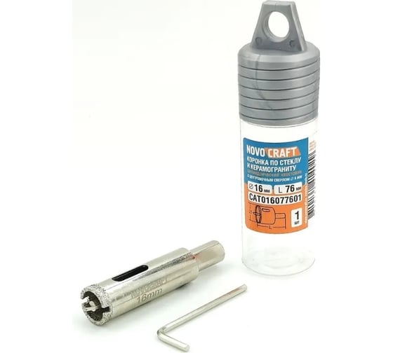 Изображение товара Коронка по керамогрaниту 16 мм с центрирующим сверлом NOVOCRAFT СAТ016077601