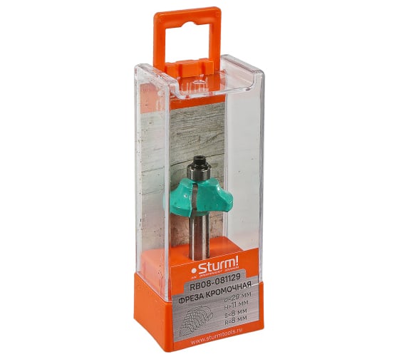 Изображение товара Фреза кромочная калевочная с подшипником 9.5 мм, DxHxL 29x11x54 мм, хв-к 8 мм Sturm RB08-081129