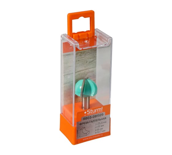 Изображение товара Фреза пазовая галтельная DxHxL 25.4x15x50 мм, хв-к 8 мм Sturm RB03-081525