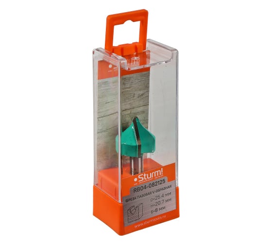 Изображение товара Фреза пазовая V-образная DxHxL 25,4x20.7x55.7 мм, хв-к 8 мм Sturm RB04-082125