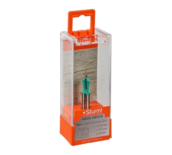 Изображение товара Фреза пазовая "ласточкин хвост" DxHxL 10x10x50.5 мм, хв-к 8 мм Sturm RB05-081010