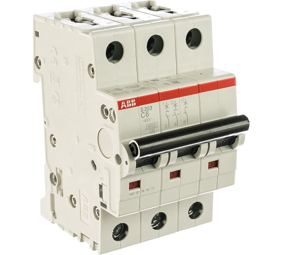 Изображение товара Автоматический трехполюсный выключатель ABB 6А С S203 6кА 2CDS253001R0064