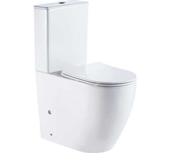 Изображение товара Напольный безободковый унитаз Azario MIRADA в комплекте с бачком и сиденьем дюропласт микролифт, размер 655x385x920 мм 00082211