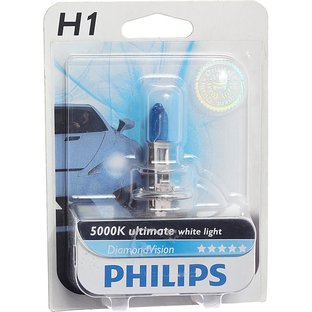 фото Автолампа philips h1, 55 p14.5s diamond vision 5000k 12v 1,10 12258dvb1