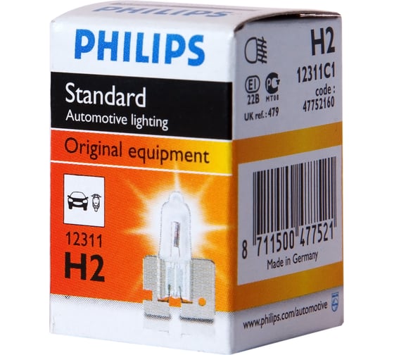Изображение товара Автолампа PHILIPS H2, 55 X511, 12V 1,10,100 12311C1